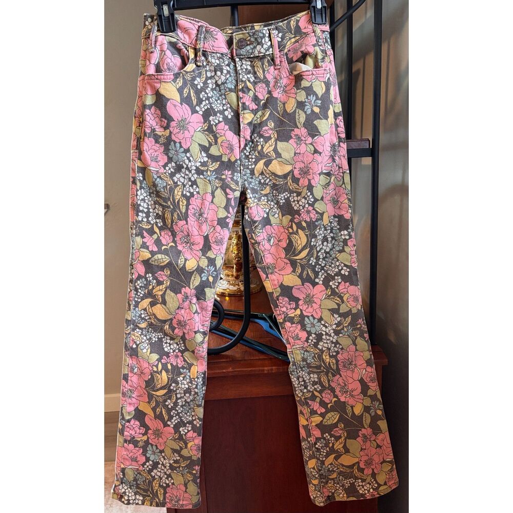 MOTHER Denim The Hustler Ankle Jeans Boutonniere Bouquet Floral Flare Sz 27